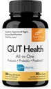 Sandhu's Gut Health - Prebiotic, Probiotic, Postbiotic & L-Glutamine | 소화 건강, 콜론, Probiotic Total Supplements | 120 지연 릴리즈 캡슐