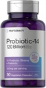 Horbäach Probiotics 120 억 CFU | 14 Strains with Prebiotics | 여성 및 남성 | 50 캡슐 | 채식주의, 비 GMO 및 글루텐 무료 보충