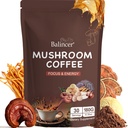 버섯 커피, 6 Adaptogenic 버섯 (리온의 Mane, Cordyceps, 터키 꼬리 및 기타) 초점, 에너지, 면역 및 Gut 건강 지원을위한 프리미엄 인스턴트 커피와 혼합, 30 서빙