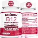 B12 비타민 10,000 mcg, 메틸을 섞은 비타민 B12 이하 언어 - 에너지 부스트, 초점, 대사 및 뇌 건강 지원, 면역 체계 지원, 빠른 용해, 자연적인 딸기 풍미, 180의 서빙