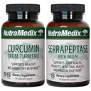 NutraMedix 합동 지원 뭉치 - 합동 지원과 건강한 Inflammatory 응답 지원을 위한 Turmeric와 Serrapeptase 효소 지원 캡슐에서 Curcumin를 포함합니다 - 2 조각 보충교재 세트