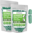 XPRS Nutra Vegan 크기 00 별도의 캡슐 - 100 개 프리미엄 빈 캡슐 가방에 분리 - DIY 보충 충전에 대한 00 알약 빈 (세이지 그린)