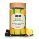JUGO Energy + SUPERFOODS | 칼 & 슈퍼 그린 비타민 B12 구미 | 40 Count Caffeine-Free Energy Gummies | 플랜트 기반, 젤라틴 프리, 비 GMO, 미국