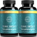 Primal Harvest Omega 3 물고기 기름 보충교재, 30의 서빙 연약한 젤 캡슐 w/1000mg EPA + DHA 보충교재, 아니 Fishy Burps 비 GMO Omega 3 지방산, 2 팩