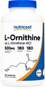 Nutricost L-Ornithine 500mg, 180 캡슐 - 비 GMO 및 글루텐 무료