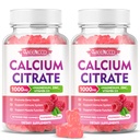 2 팩 칼슘 구연산염 Gummies 1000mg w/Vitamin D3의 여자를 위한 높은 흡수 칼슘 Gummies & 남자, 더하기 마그네슘, 칼륨, 근육 & 면역성, 라즈베리 풍미, 120 조사