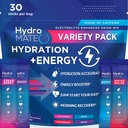 HydroMATE Electrolytes 분말 음료 혼합 소포 Hydration 가속기 급속한 회복 비타민 C 플러스 카페인 다양성 팩 - 30 조사를 위한 낮은 설탕 당 꼭지