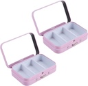 거울, 휴대용 금속 약 알약 주최자 소형 알약 상자 비타민 알약 홀더, 지갑, 여행 (핑크)