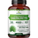 Zazzee 여분 힘 톱 팔로토 20:1 추출물, 6000 mg 힘, 40% 지방산, 120 Vegan 캡슐, 4 달 공급, 집중되고 표준화된 20X 추출물, 비 GMO, 미국에서 만드는 모든 자연