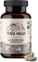 TERRA ORIGIN 건강한 버섯 복합 보충 | 90 캡슐 | Reishi, Lions Mane, Changa, Cordyceps, Maitake | Immune & Nootropic Brain Support | 인증 USDA 유기, 비 GMO, Vegan