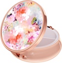Rouidr Pill Box, 3 Compartment Medicine Pill Case, Purse & Pocket, Metal Travel Pill Box, Pill Container Medicine Holder Vitamin Container, 독특한 선물, 로즈 골드 (Watercolor Flower)