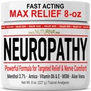 Neuropathy 구호 크림 - 발 손을 위한 빠른 행동 최대 기복 다리 발가락 - 매우 힘 Menthol, Arnica, Aloe Vera, MSM, 자연적인 Soothing Nerve 기복 - 여분 큰 8개 oz