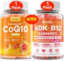 NEVISS 1Pack CoQ10-250mg는 구미 + B12 Gummies를 가진 1Pack 비타민 ADK를 채웠습니다
