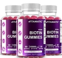 비공식 Biotin Gummies 강한 머리, 피부 & 못을 위한 10,000 mcg - 60 Vegan Gummies - 또한 부르는 비타민 B7 (3 병)