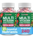 YUM-V'S Kids Multivitamin with Iron - Kids Chewable Multivitamin - 비타민 + 철 보충 - 2 년간 유아 비타민, 고셔, 할랄, 글루텐 무료 120 (2 팩)