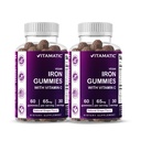 비공식 철 65 mg 여자 & 남자를위한 보충 - 60 Vegan Gummies - 비타민 C (2)를 가진 중대한 타오르는 철 거미 비타민