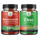 Youthful Trans Resveratrol의 번들 - Cellular Health & Vitality 및 아연 50mg Immune 지원 보충을위한 AMPK 활성제가있는 Resveratrol 캡슐 - 헤어 스킨 및 손톱을 강화하는 아연 복합체