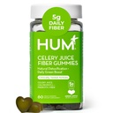 성인을 위한 HUM Celery 주스 섬유 Gummies, 첫번째 Prebiotic Celery 주스 거미, 글루텐 자유로운 섬유 보충교재 지원 Detoxification, Gut 건강, 녹색 Gummies, Chlorophyll & Prebiotic 섬유, 60 조사
