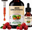 ML 당 Maxi 건강 철 보충교재 15mg – Nausea 또는 변비 없이 에너지와 혈액 수준을 증가 – 남자, 여자 및 아이를 위한 액체 철 하락 – 2개 oz. (2개 oz, 2 팩)