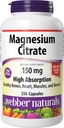 Webber Naturals 마그네슘 구연산염, 캡슐 당 150 mg, 250의 캡슐, 높은 흡수, 도움 지원 뼈, 이 및 Proper 근육 & 심장 기능, 글루텐 & 낙농장은 해방합니다