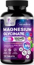 마그네슘 글리세라이드 500mg - 매우 흡수를위한 킬레이트 - Bone, 근육, Nerves & Heart Health, 자연의 수면 지원, 전체 바디 지원을위한 최고의 마그네슘 보충 알약 - 120 정제