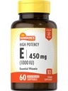 선댄스 고 효능 비타민 E | 450mg (1000 IU) | 60 Softgel | 필수 비타민 보충 | 비 GMO 및 글루텐 프리 포뮬러
