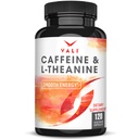 VALI Caffeine 50mg & L Theanine 100mg - 똑똑한 매끄러운 에너지 & 초점 보충교재를 위한 카페인 알약 & L-Theanine. Nootropic 뇌 부스터 Cognitive 지원 스택 & Focused Clarity. 120의 Veggie 캡슐