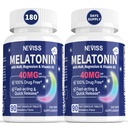 성인을위한 Melatonin 40 mg - 빠른 용해 및 치열한 잠수함 수면 보충 - 비타민 D3 및 MSM, 건강 회복주기, 깊은 Zzzs, Sugar-Free, 180 서빙을위한 셀레늄을 가진 추가 강도 Melatonin