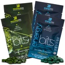 ENERGYbits/RECOVERYbits - 유기 Spirulina & Chlorella 정제 - 단일 서빙 샘플 팩 - 조류 Superfood - 높은 단백질, Chlorophyll - 자기 관리 - Vegan, Keto, Gluten 무료 - 4 가방, 30/Bag