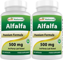 Best Naturals Alfalfa Green Super Food 500 mg 180 Capsules (180 Count (Pack of 2))