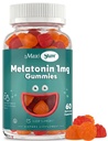 Maxi Health 1mg Melatonin Gummies - 자연 체리 및 오렌지 맛이있는 어린이 Melatonin Chewable - 성인 및 아기 수면 도움은 휴식 밤 (60 개)을 지원하기 위해 보충합니다.