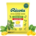 Ricola 설탕 무료 레몬 민트 초본 기침 억제제 목 하락, 105ct 부대