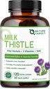 NATURE TARGET 우유 가축 보충교재는 간결 Detox & 수선, 30:1 우유 이틀 추출물의 350mg를 가진 지원 보충교재 10500mg, 120의 Veggie 캡슐 (60 일 공급)와 동등한
