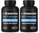 NutraChamps L-Theanine 200mg 캡슐, 비타민 D3, 유기 코코넛 오일, 120 Vegan 캡슐 (포장 2)를 가진 두 배 Strength L-Theanine 액체