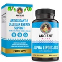 고대 블리스 알파 Lipoic 산 보충교재, 산화 방지제 및 에너지 지원, Bioperine를 가진 ALA 보충교재, 글루텐 없음 및 콩, 서빙 당 600mg, 60 Vegan 캡슐