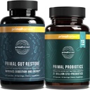 Primal Harvest Probiotics & Gut 건강은 여성 및 남성 Pre 및 Probiotics를 31 억 CFU 및 Gut Restore Digestion 알약 번들을 보충합니다.