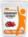 BulkSupplements.com 크랜베리 추출 분말 - 크랜베리 맛 분말, Vaccinium Macrocarpon 과일에서 소스 - Vegan & 글루텐 무료, 500mg 서빙 당, 500g (1.1 파운드) (팩 1)