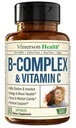 비타민 B 복합체 VIT C & Folic Acid (Folate) - 8 높은 효능 B 비타민 : B1, B2, B3, B5, B6, B7, 비타민 B12 + Biotin, 콜린 & Inositol. Aids Mood, 에너지, Nervous 시스템 및 면역 지원