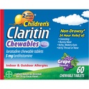 아이들의 Claritin Chewables 24 HR 아이들 알레르기 약, 포도, 60 조사