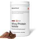 Momentous Essential Grass-Fed Whey Protein Powder - 20 g Whey Isolate Protein - 스포츠에 대한 NSF 인증 - 글루텐 - 무료 - 매일 사용을위한 24 서빙 - 초콜릿 - 패키지 May Vary