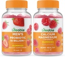 Lifeable Men's Probiotic 10 억 + 칼슘 마그네슘, Gummies 번들 - 훌륭한 타스팅, 비타민 보충, 글루텐 무료, GMO 무료, Chewable Gummy
