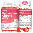 성인 여자 & 남자를 위한 2개의 팩 칼륨 Gummies, 칼륨 구연산염 보충교재, 지원 다리 크림프, 근육 건강 & Electrolyte 균형, 설탕 자유로운, 유기, Vegan, 딸기, 120 Cts