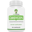 Rhodiola를 가진 VitaMonk Cordyceps 버섯 캡슐, Rhodiola로 강화되는 Cordyceps 버섯의 2개 그램 - 부스트 에너지, 전투 긴장, 강화 성과, 비 GMO - 2000mg - 90의 모자