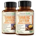 Saffron 보충제 - 89mg Saffron 추출물 및 1000mg Tumeric Blend - Ceylon Cinnamon과 Cardamom을 가진 심황 보충, 기억 및 눈 건강 - 여성 및 남성을위한 공동 보충제 - 2 팩