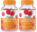 Lifeable Phosphatidylserine (PS) + 칼슘 마그네슘, Gummies 번들 - 훌륭한 타스팅, 비타민 보충, 글루텐 무료, GMO 무료, Chewable Gummy