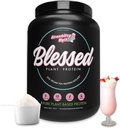 Blessed Vegan Protein Powder - 식물 기반 단백질 분말 식사 보충 단백질 Shake, 완두 단백질 분말 23g, 낙농 무료, 글루텐 무료, 콩 무료, 설탕 추가, 30 서빙 (Strawberry Mylk)
