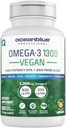 Oceanblue 직업적인 Vegan Omega 3 1300-60 조사 - 식물 근거한 물고기 기름 대안, 높은 Potency Vegan DHA EPA 조류 기름 보충교재 - 비 GMO, 30의 서빙