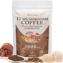 버섯 커피, 11 유기 버섯 플러스 Adaptogens & Probiotics, 사자 Mane와, Chaga, Reishi, Cordyceps Complex, 초점, 에너지, Gut, 소화, 면역성을 위한 인스턴트 커피 - 5.3oz