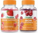 Lifeable 면역 지원 + 비타민 C, Gummies 번들 - 훌륭한 타스팅, 비타민 보충, 글루텐 무료, GMO 무료, Chewable