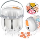 Pill Box, 여행 귀여운 의학 주최자를위한 Pill 주최자 NO-BPA 방습 의학 용기 비타민, 생선 기름, 보충제 (흰색)